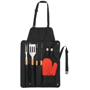 7 Pcs BBQ Leeds Tool Set Barbecue Grilling Accessories, Utensils With Apron